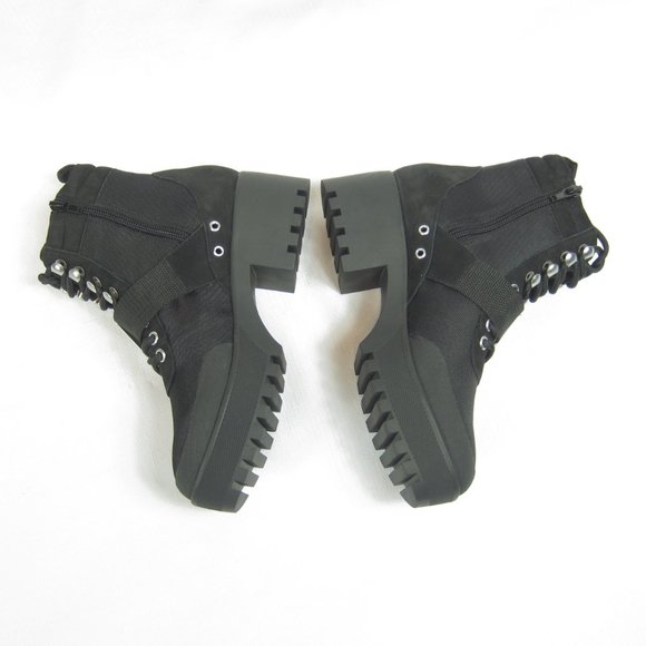 Steve Madden 7 Black Combat Boots Platform NEW - Picture 7 of 14